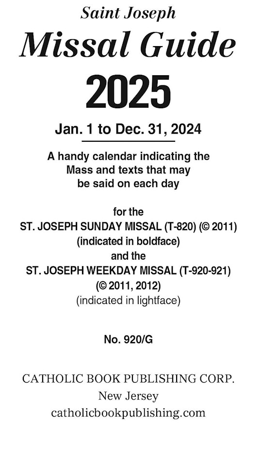 Christian book gift shop saint joseph missal guide 2025 920 g