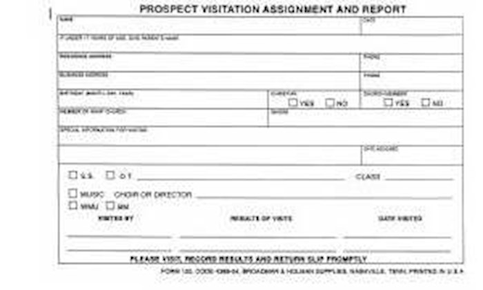 FORM-PROSPECT VISITATION ASSIGNMENT & REPORT (FORM 120) (PACK OF 100) | SHOPtheWORD