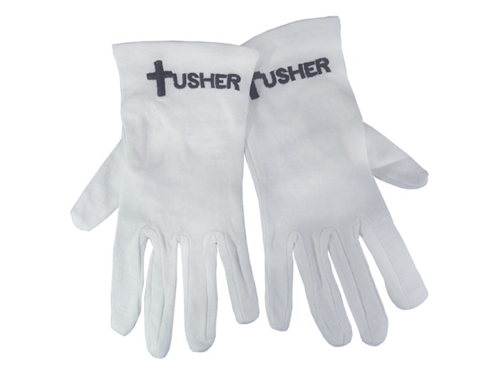 Shop the Word: Gloves-Usher w/Cross White Cotton-Medium ...