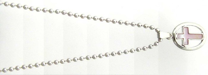 Pndt-Mother Of Pearl Cross In Oval-Pnk-18 In Chain | SHOPtheWORD