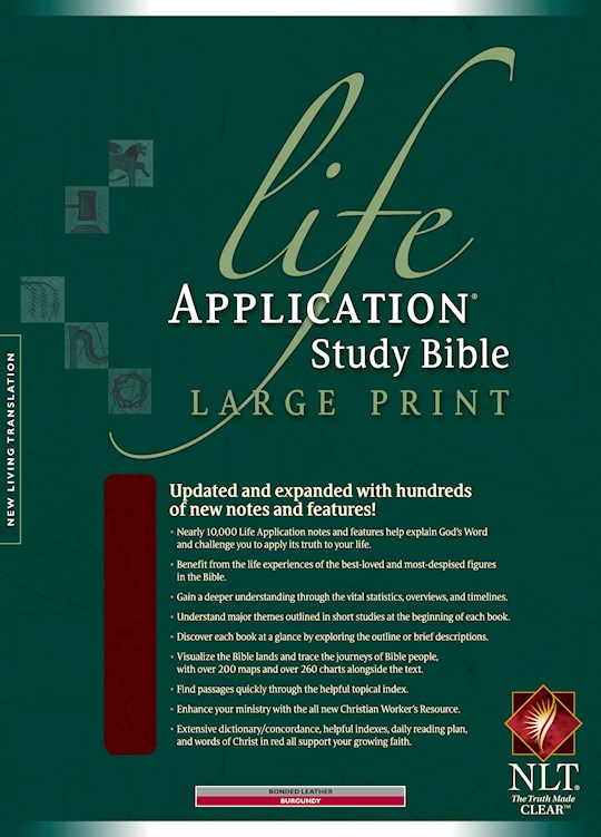 NLT Life Application Study Bible/Large Print-Burgundy Bonded Leather Indexed | SHOPtheWORD