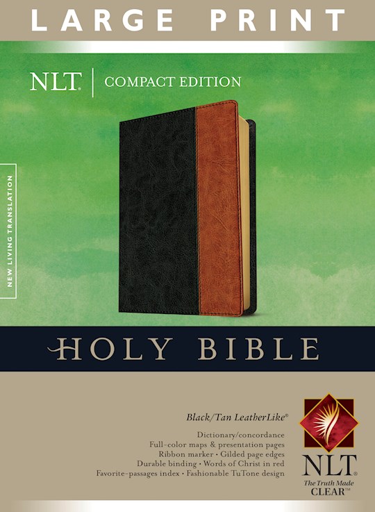 NLT Compact Edition Bible/Large Print-Black/Tan TuTone | SHOPtheWORD