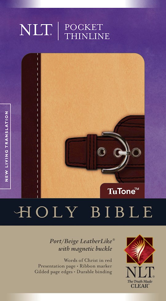 NLT Pocket Thinline Bible W/Magnetic Flap-Port/Beige TuTone | SHOPtheWORD