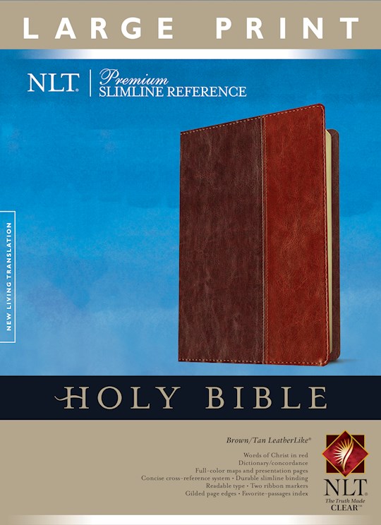NLT Premium Slimline Reference/Large Print Bible-Brown/Tan TuTone | SHOPtheWORD