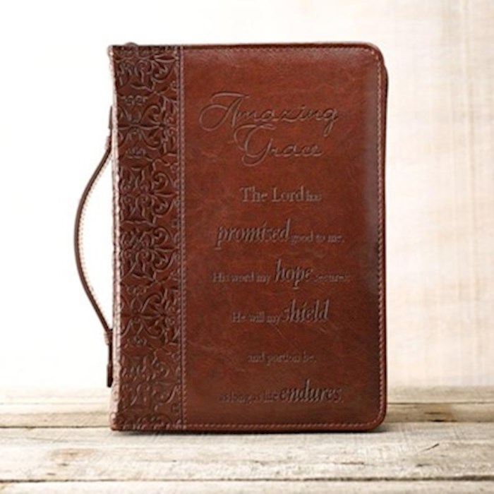 Bible Cover-LuxLeather-Amazing Grace-Large-Brown | SHOPtheWORD