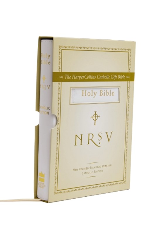 NRSV HarperCollins Catholic Gift Bible-White Imitation Leather | SHOPtheWORD