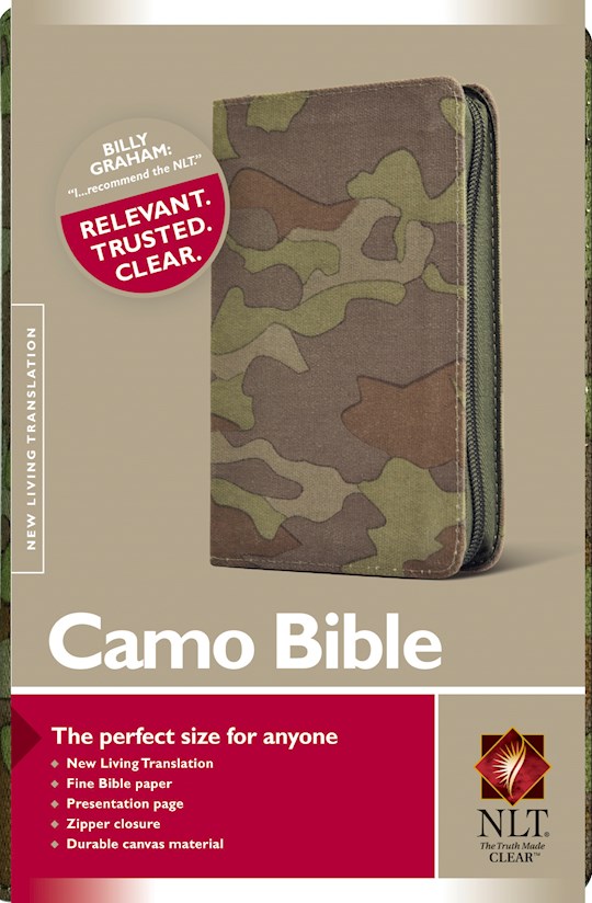 NLT Compact Camo Bible-Zipper-Green Camo Canvas | SHOPtheWORD