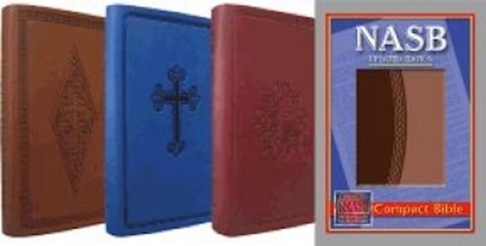 NASB Compact Bible-Burgundy Cross Leathertex | SHOPtheWORD