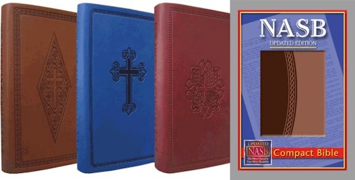 NASB Compact Bible-Blue Cross Leathertex | SHOPtheWORD
