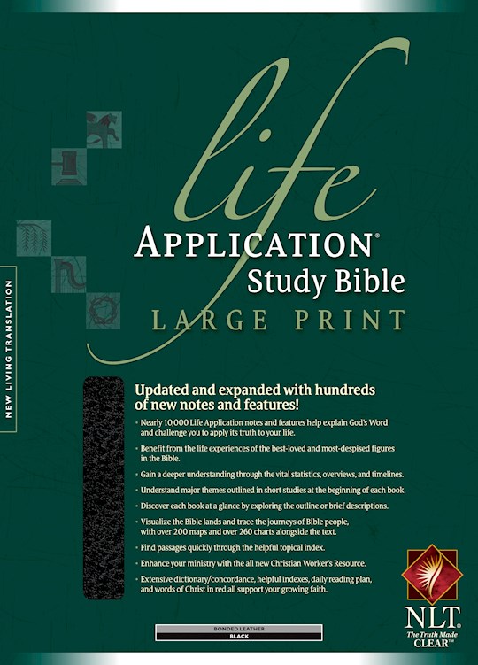 NLT Life Application Study Bible/Large Print-Black Bonded Leather Indexed | SHOPtheWORD