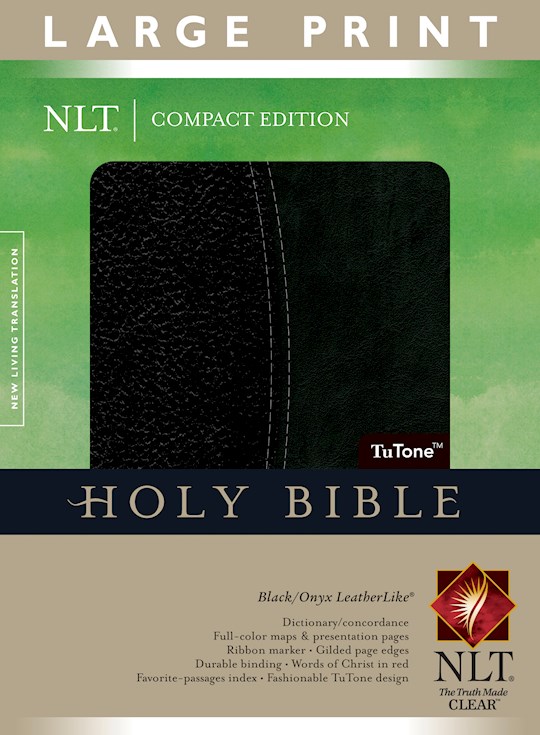 NLT Compact Edition Bible/Large Print-Black/Onyx TuTone Indexed | SHOPtheWORD