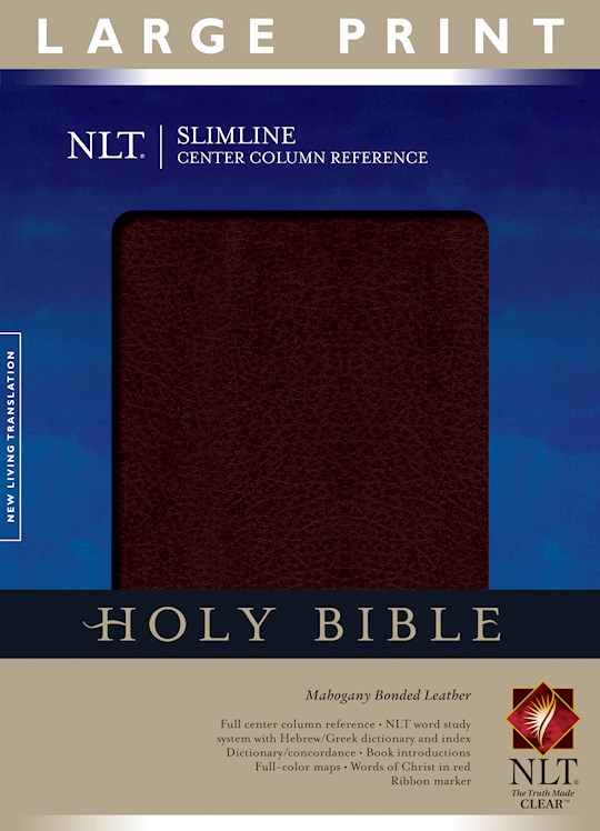 NLT Slimline Center Column Reference/Large Print Bible-Mahogany Bonded Leather (Not Available-Out Of Print) | SHOPtheWORD