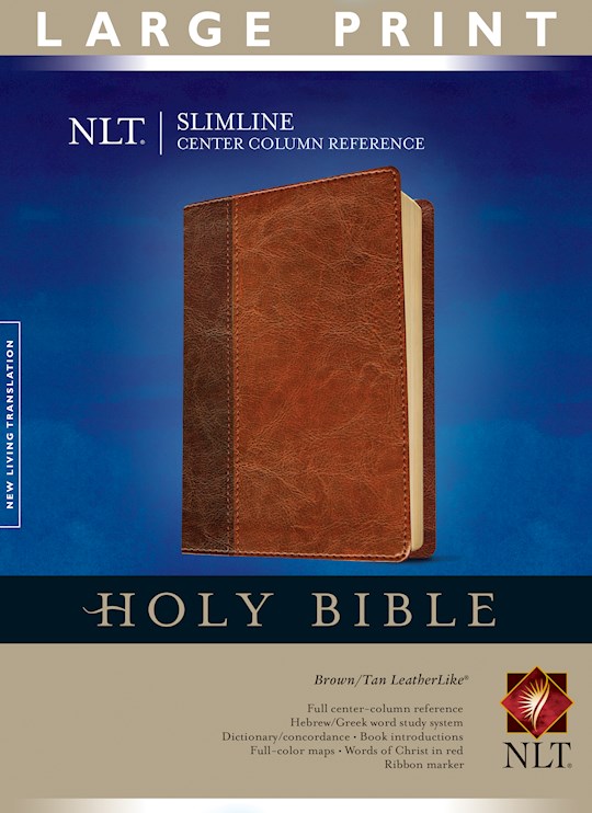 NLT Slimline Center Column Reference/Large Print Bible-Brown/Tan TuTone | SHOPtheWORD