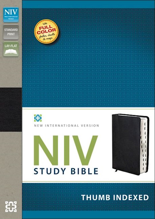 NIV Study Bible-Black Top Grain Leather Indexed | SHOPtheWORD