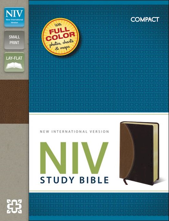 NIV Study Bible/Compact-Tan/Burgundy Duo-Tone | SHOPtheWORD