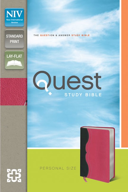 NIV Quest Study Bible/Personal Size-Charcoal/Pink Duo-Tone | SHOPtheWORD