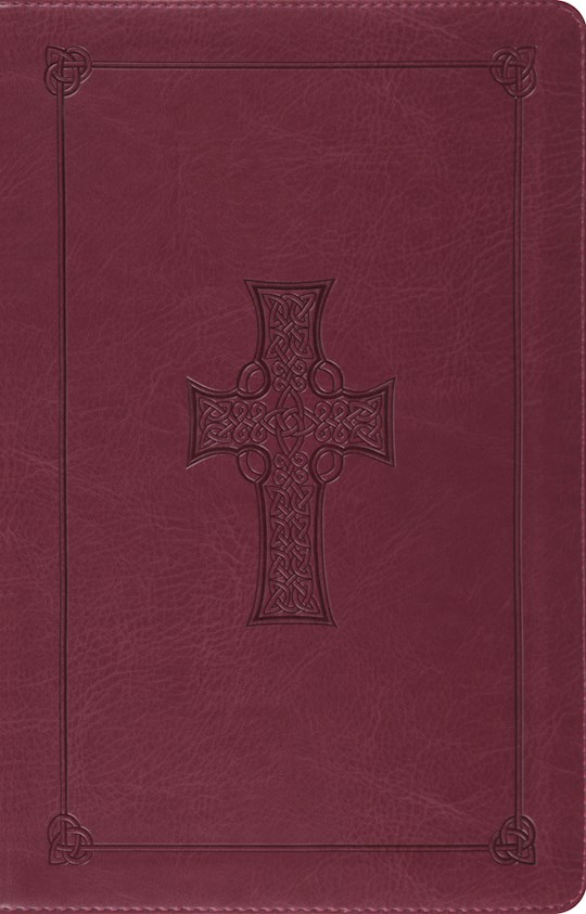 ESV Large Print Thinline Reference Bible-Burgundy Celtic Cross Design TruTone | SHOPtheWORD