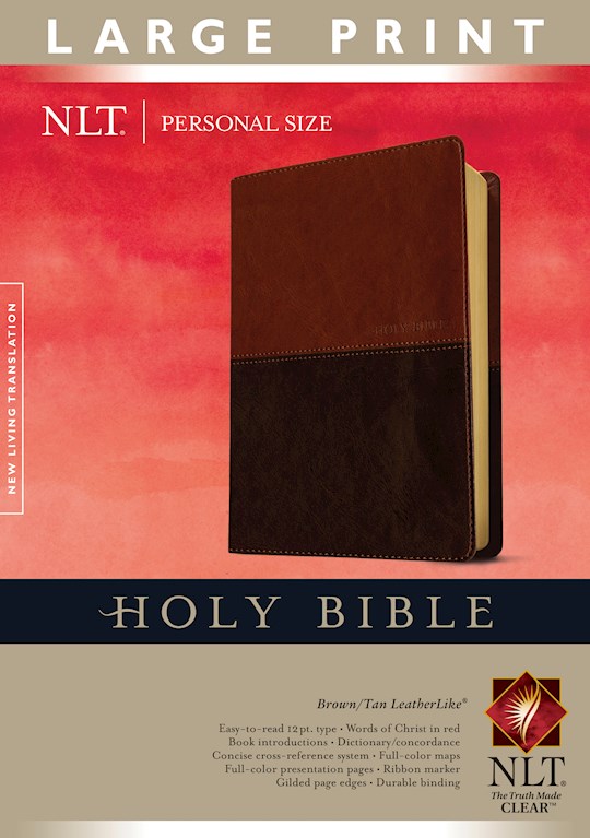 NLT Personal Size Large Print Bible-Brown/Tan TuTone Indexed | SHOPtheWORD
