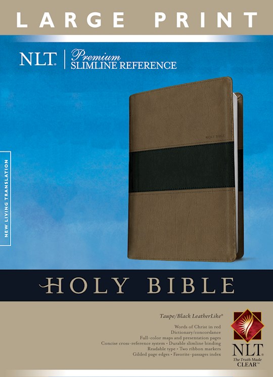 NLT Premium Slimline Reference/Large Print Bible-Taupe/Black TuTone | SHOPtheWORD