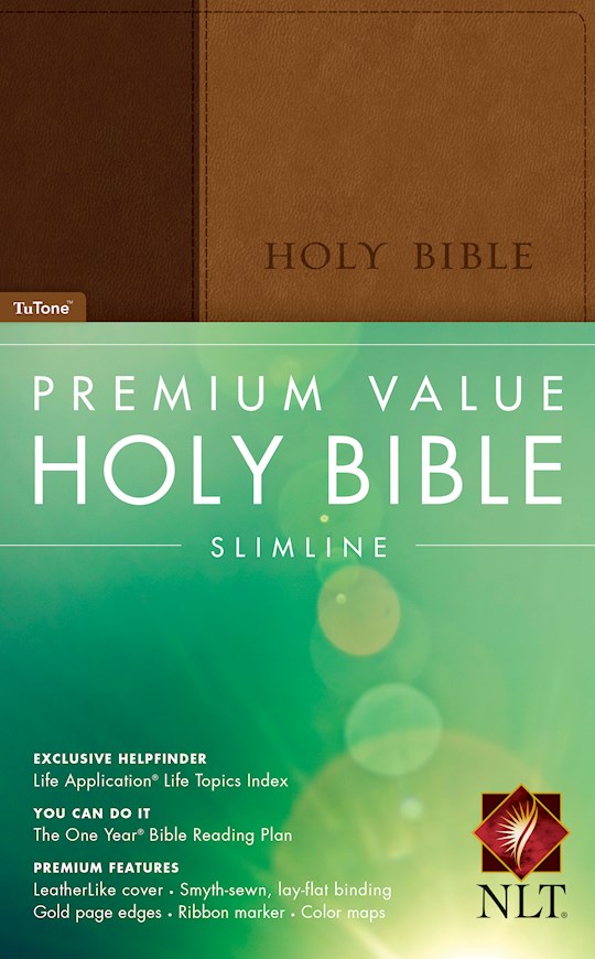 NLT Premium Value Slimline Bible-Brown/Tan TuTone | SHOPtheWORD