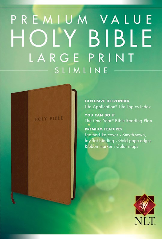 NLT Premium Value Large Print Slimine Bible-Brown/Tan TuTone | SHOPtheWORD