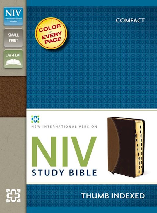 NIV Study Bible/Compact-Tan/Burgundy Duo-Tone Indexed | SHOPtheWORD