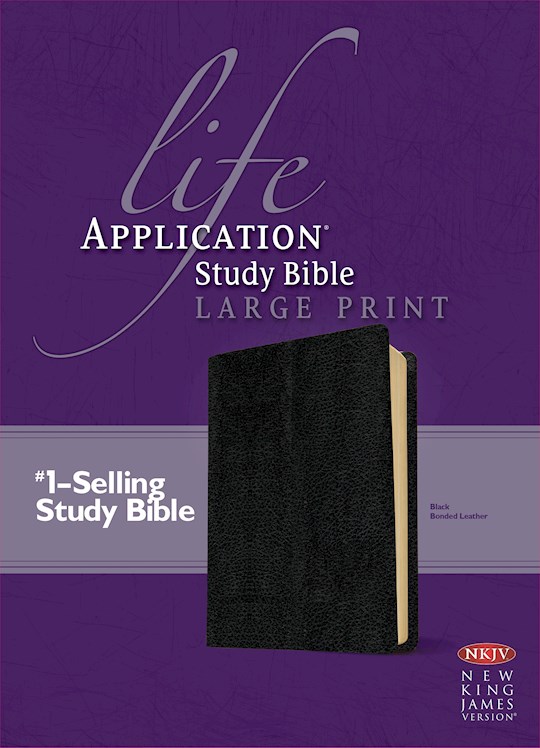 NKJV Life Application Study Bible/Large Print-Black Bonded Leather | SHOPtheWORD