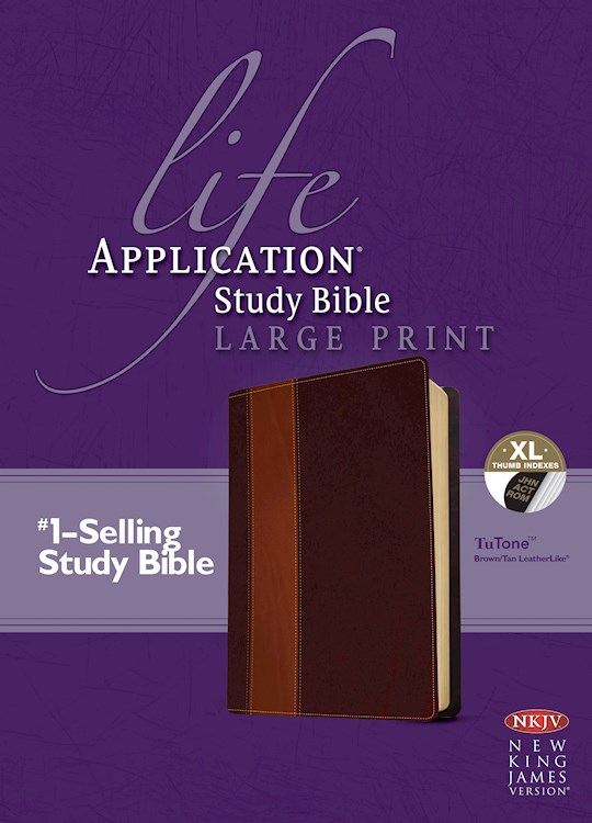 NKJV Life Application Study Bible/Large Print-Brown/Tan TuTone Indexed | SHOPtheWORD