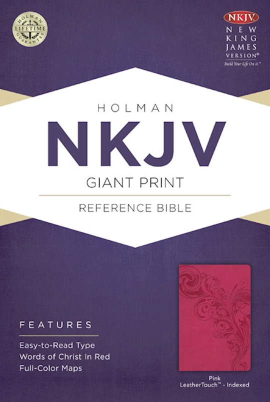 NKJV Giant Print Reference Bible-Pink LeatherTouch Indexed | SHOPtheWORD