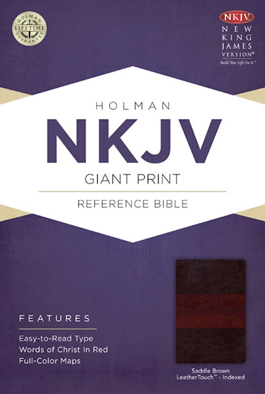NKJV Giant Print Reference Bible-Saddle Brown LeatherTouch Indexed | SHOPtheWORD
