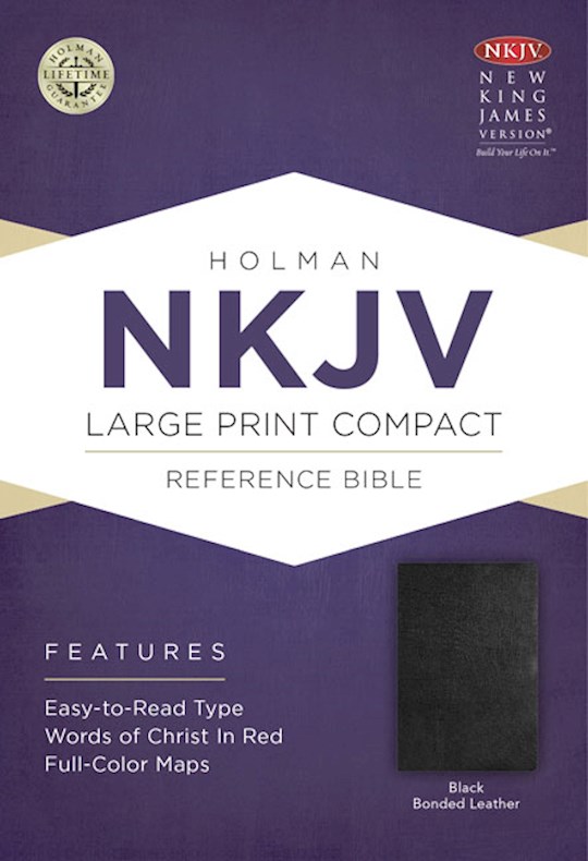 NKJV Large Print Compact Reference Bible-Black Bonded Leather | SHOPtheWORD