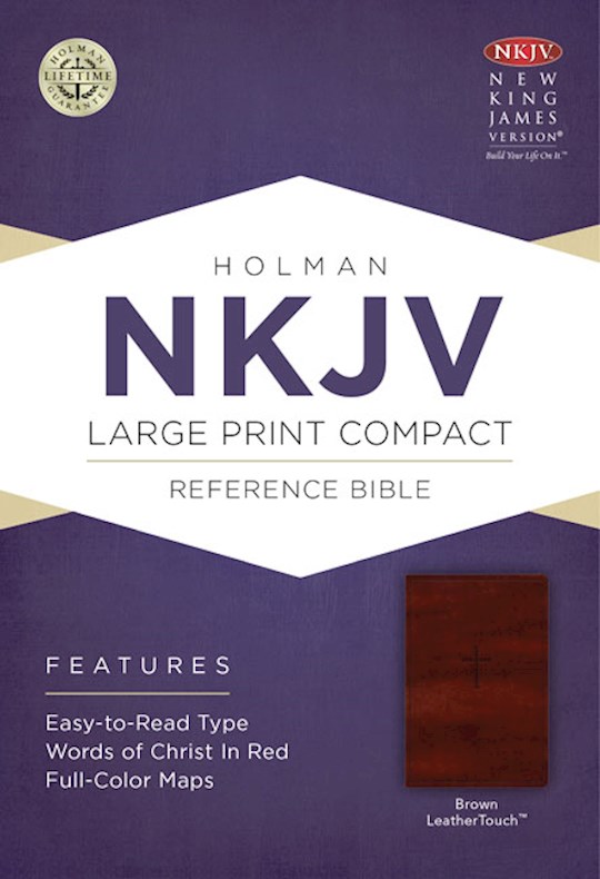 NKJV Large Print Compact Reference Bible-Brown LeatherTouch | SHOPtheWORD