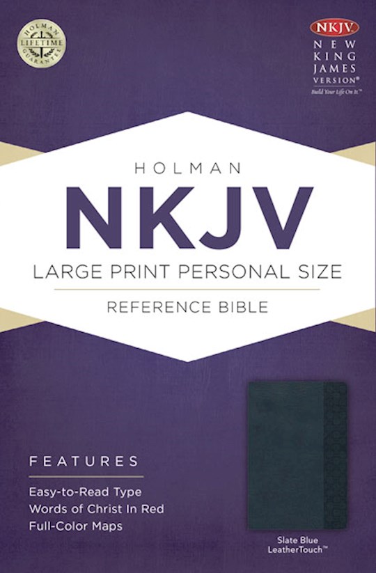 NKJV Large Print Personal Size Reference Bible-Slate Blue LeatherTouch | SHOPtheWORD