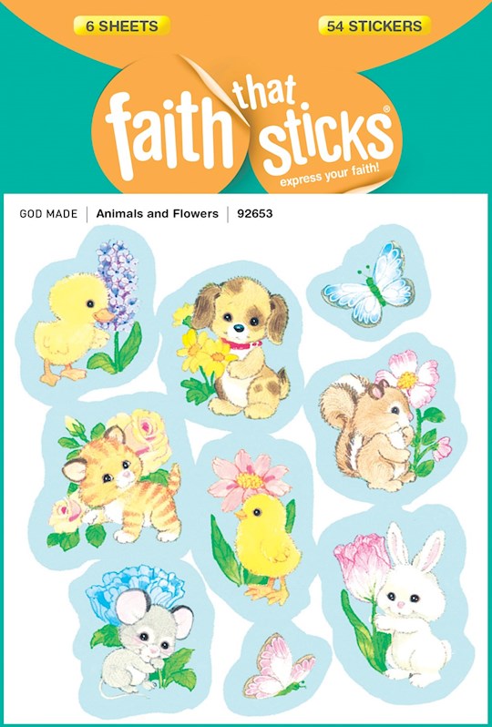 Sticker-Animals & Flowers (6 Sheets) (Faith That Sticks) | SHOPtheWORD