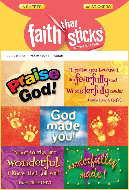 Sticker-Psalm 139:14 (6 Sheets) (Faith That Sticks) | SHOPtheWORD