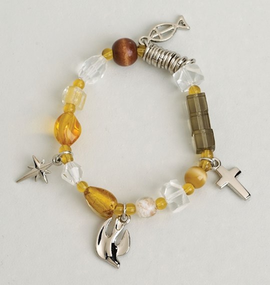 Bracelet-Christ's Story-Bead & Charm-Neutral-Stretch w/Prayer Card | SHOPtheWORD