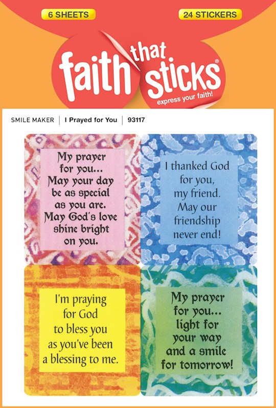 Sticker-I Prayed For You (6 Sheets) (Faith That Sticks) | SHOPtheWORD