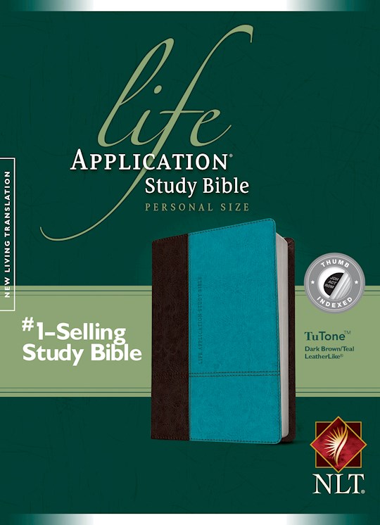 NLT Life Application Study Bible/Personal Size-Dark Brown/Teal TuTone Indexed | SHOPtheWORD