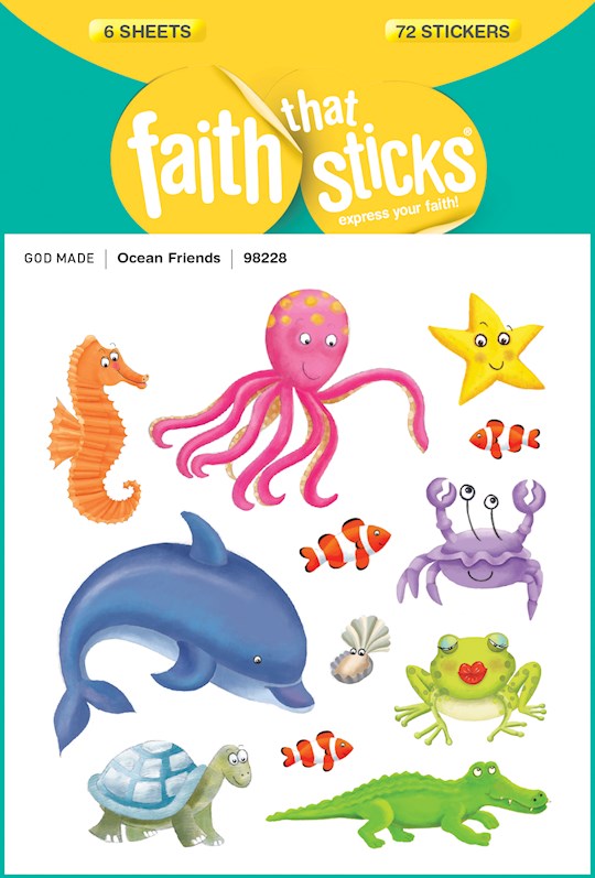 Sticker-Ocean Friends (6 Sheets) (Faith That Sticks) | SHOPtheWORD