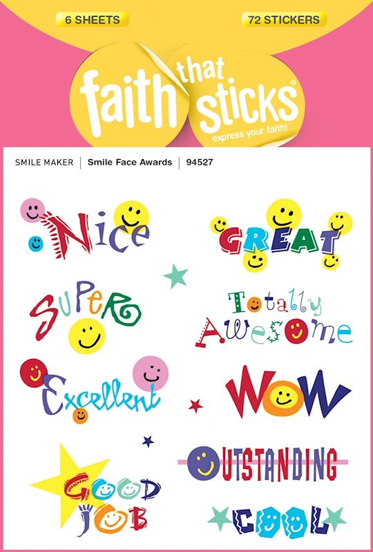 Sticker-Smile Face Awards (6 Sheets) (Faith That Sticks) (Not Available-Out Of Print) | SHOPtheWORD