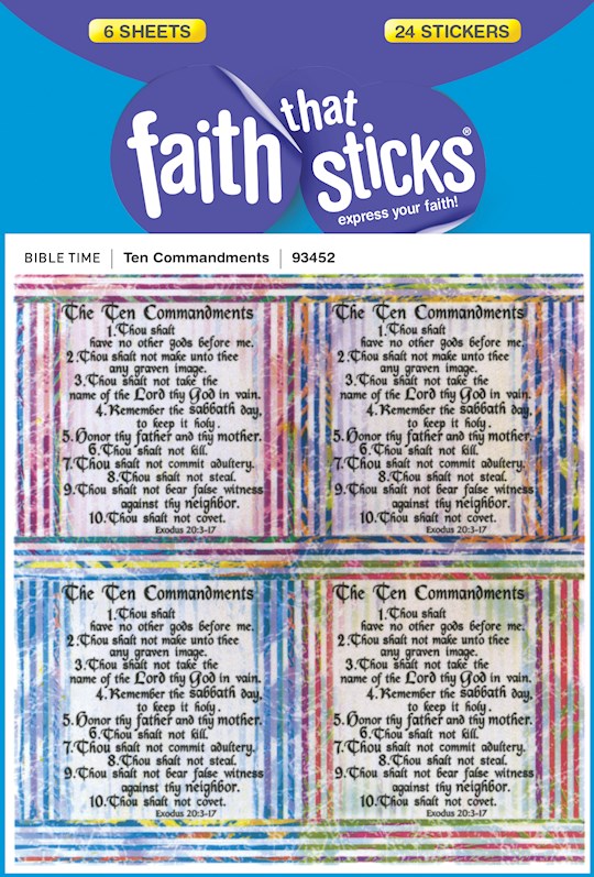 Sticker-Ten Commandments (6 Sheets) (Faith That Sticks) | SHOPtheWORD