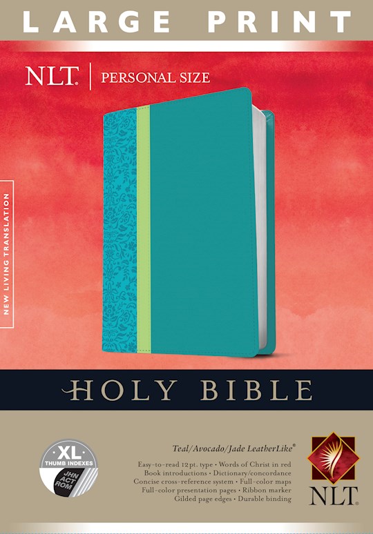 NLT Personal Size Large Print Bible-Teal Avocado/Jade TuTone Indexed | SHOPtheWORD