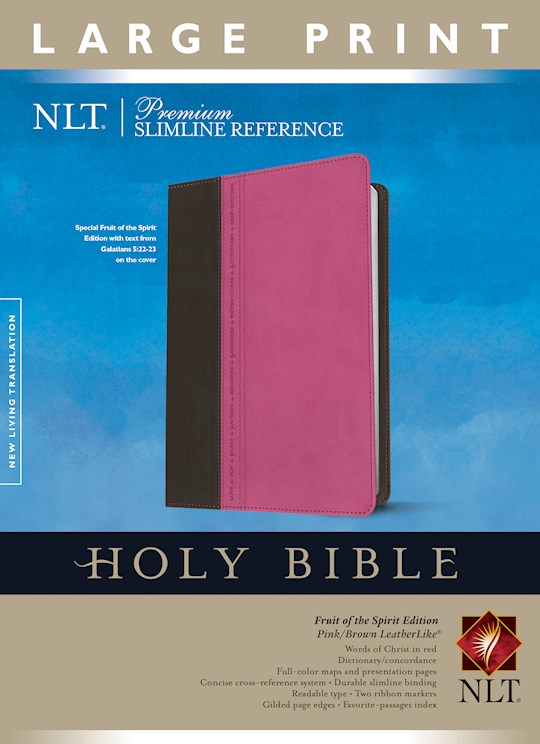 NLT Premium Slimline Reference/Large Print Bible-Pink/Brown TuTone | SHOPtheWORD