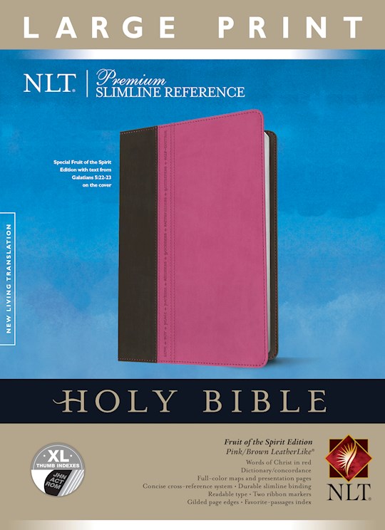 NLT Premium Slimline Reference/Large Print Bible-Pink/Brown TuTone Indexed | SHOPtheWORD