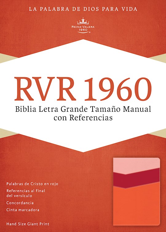 Span-RVR 1960 Hand Size Giant Print Bible (Biblia Letra Grande Tamano Manual)-Mango/Strawberry/Light Peach LeatherTouch | SHOPtheWORD