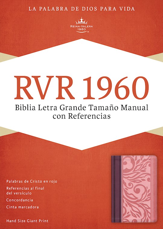 Span-RVR 1960 Hand Size Giant Print Bible (Biblia Letra Grande Tamano Manual)-Blush/Wine LeatherTouch | SHOPtheWORD