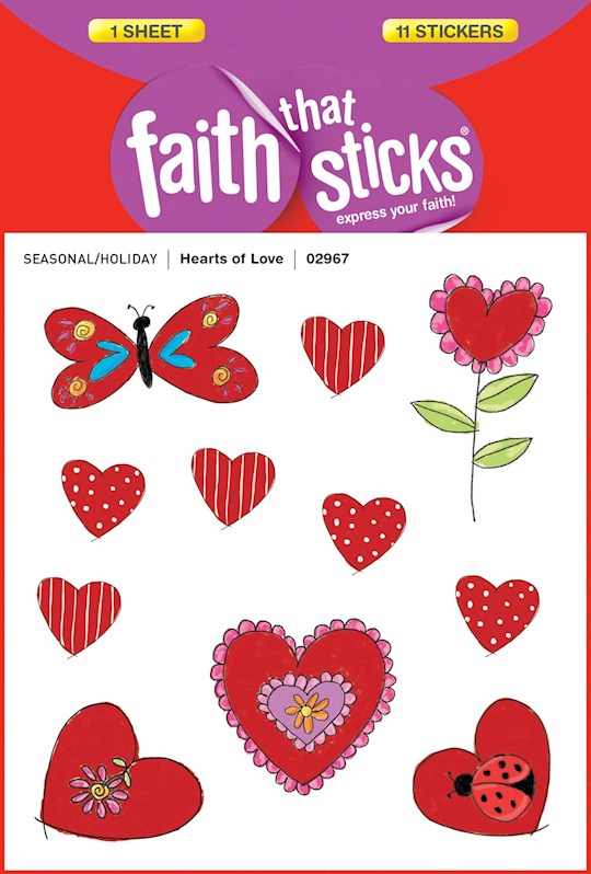 Sticker-Hearts Of Love (6 Sheets) (Faith That Sticks) (Not Available-Out Of Print) | SHOPtheWORD