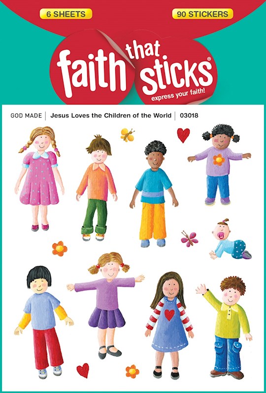 Sticker-Jesus Loves The Children Of The World (6 Sheets) (Faith That Sticks) | SHOPtheWORD