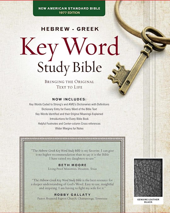 NASB Hebrew-Greek Key Word Study Bible-Black Genuine Leather Indexed | SHOPtheWORD