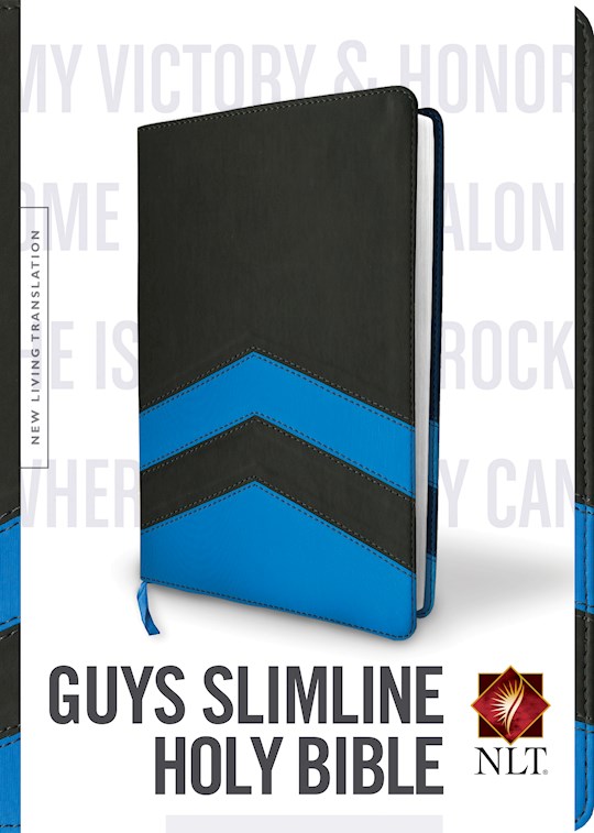 NLT Guys Slimline Bible-Charcoal/Blue Chevron TuTone LeatherLike | SHOPtheWORD